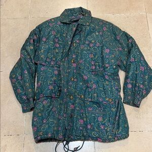 Retro Vintage Diane Gilman Teal Floral Jacket